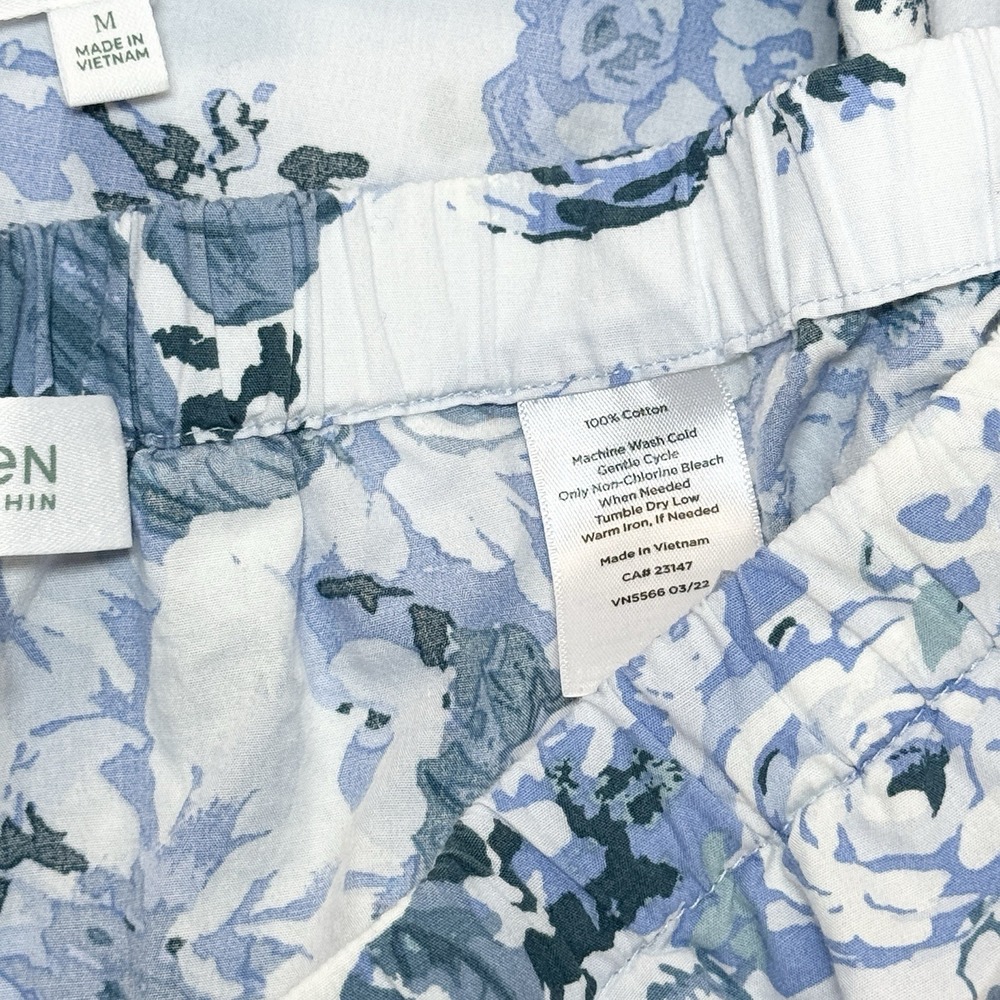 Haven Well Within Pajama Set Womens Medium Organic Cotton Poplin Blue Floral - Picture 9 of 12
